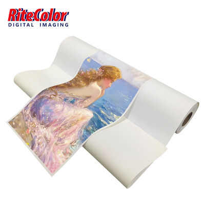 ผ้าแคนวาสโพลีคอตตอนผิวด้าน 380gsm แห้งเร็ว 44'' 50'' เหมาะสำหรับหมึก Eco-solvent Latex UV สำหรับงานพิมพ์ศิลปะ