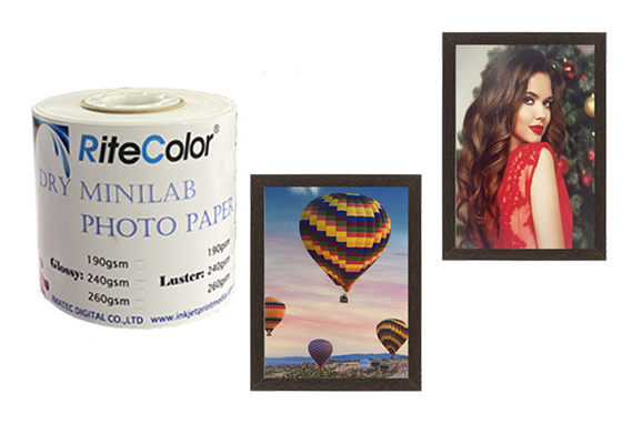 กระดาษพิมพ์ภาพถ่าย Drylab Inkjet ม้วน Bright White RC เคลือบเงาสำหรับ Fuji DX100